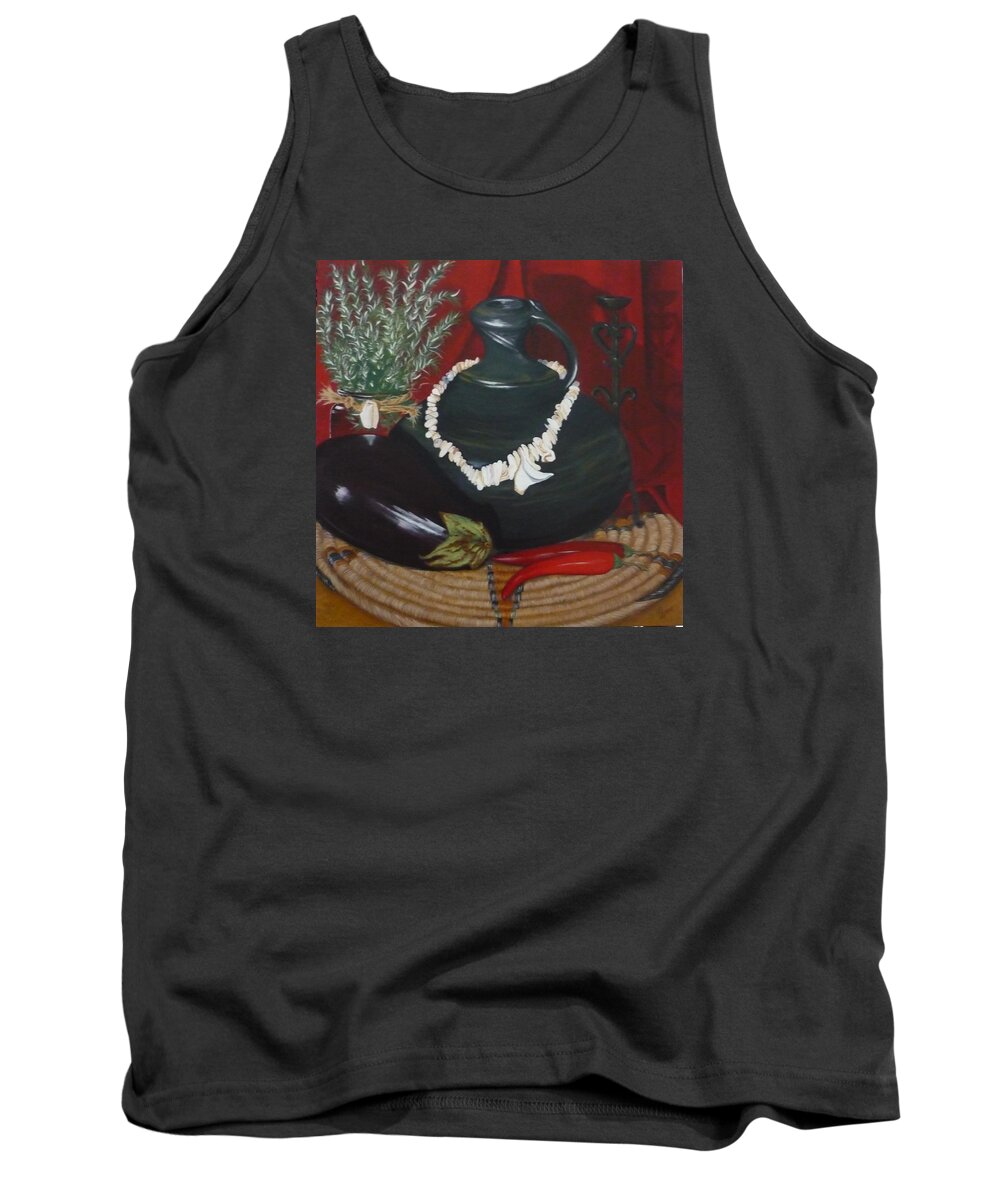 Bottle Tank Top featuring the painting Black Bottle by Helen Syron