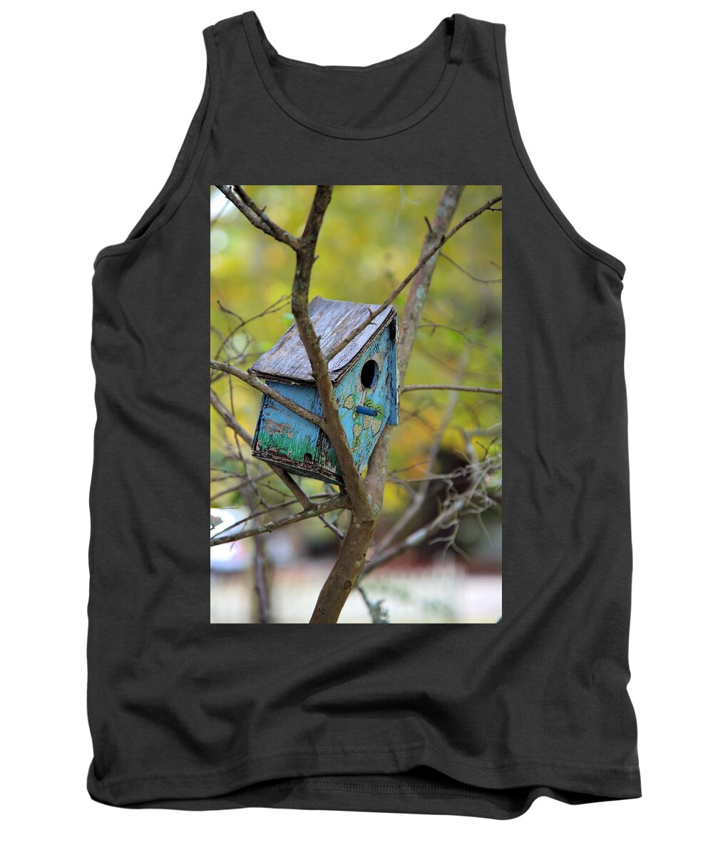 2872 Tank Top featuring the photograph Blue Birdhouse by Gordon Elwell