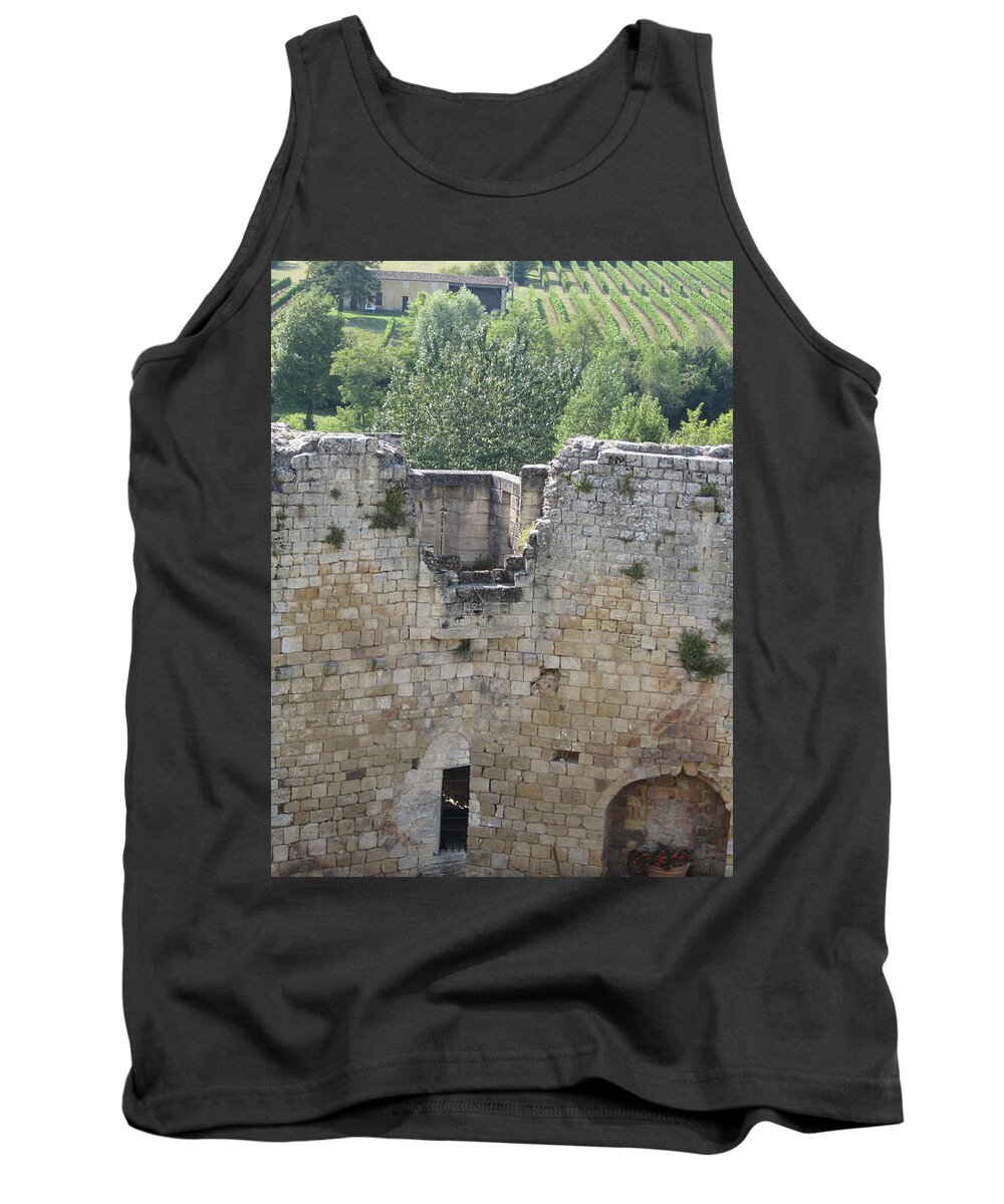 Vineyard Tank Top featuring the photograph Bordeaux castle ruins with vineyard by HEVi FineArt