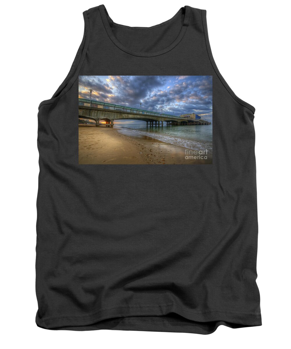 Hdr Tank Top featuring the photograph Bournemouth Beach Sunrise 3.0 by Yhun Suarez