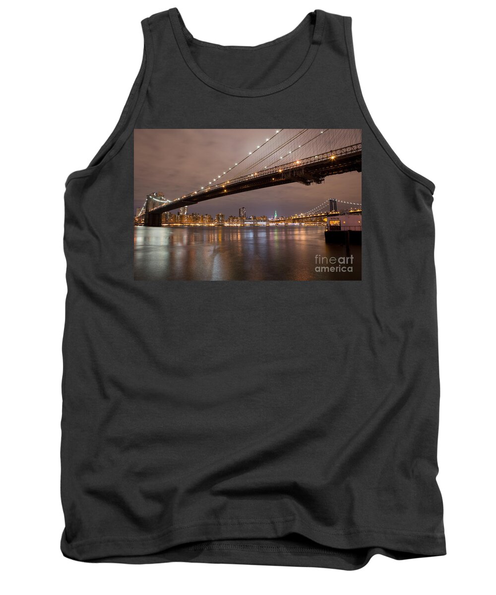 Brooklyn Tank Top featuring the photograph Brooklyn Bridge Lights by Leslie Leda