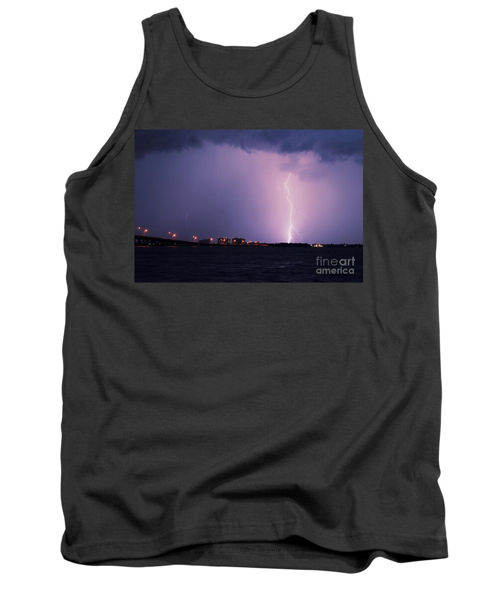 Lightning Tank Top featuring the photograph Caloosahatchee River by Quinn Sedam