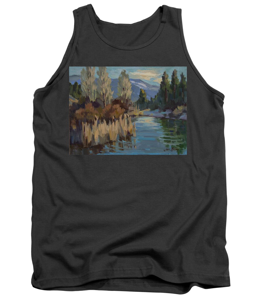 Pond Tank Top featuring the painting Cattails at Harry's Pond 1 by Diane McClary