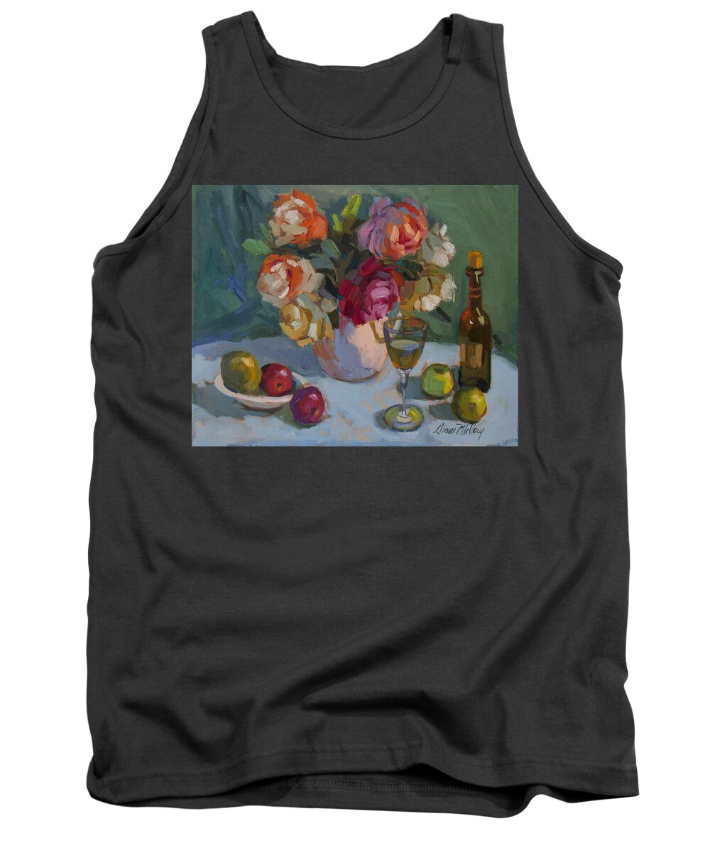 Roses Tank Top featuring the painting Chardonnay and Roses by Diane McClary
