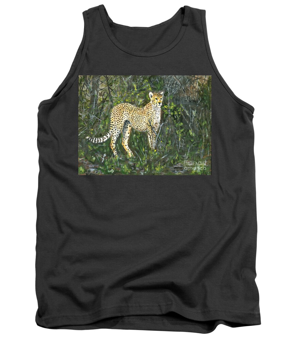 Africa Tank Top featuring the painting Cheetah Painting by Timothy Hacker