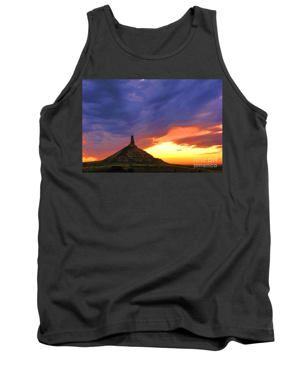 Chimney Rock Tank Top featuring the photograph Chimney Rock Nebraska by Olivier Le Queinec