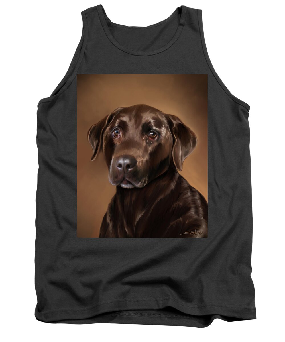 Chocolate Lab Tank Top featuring the painting Chocolate Lab by Michael Spano