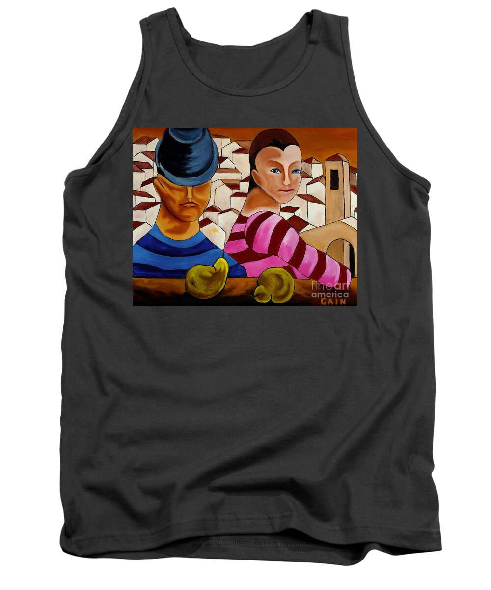 Circus Performers Tank Top featuring the painting Circus Gypsies  by William Cain