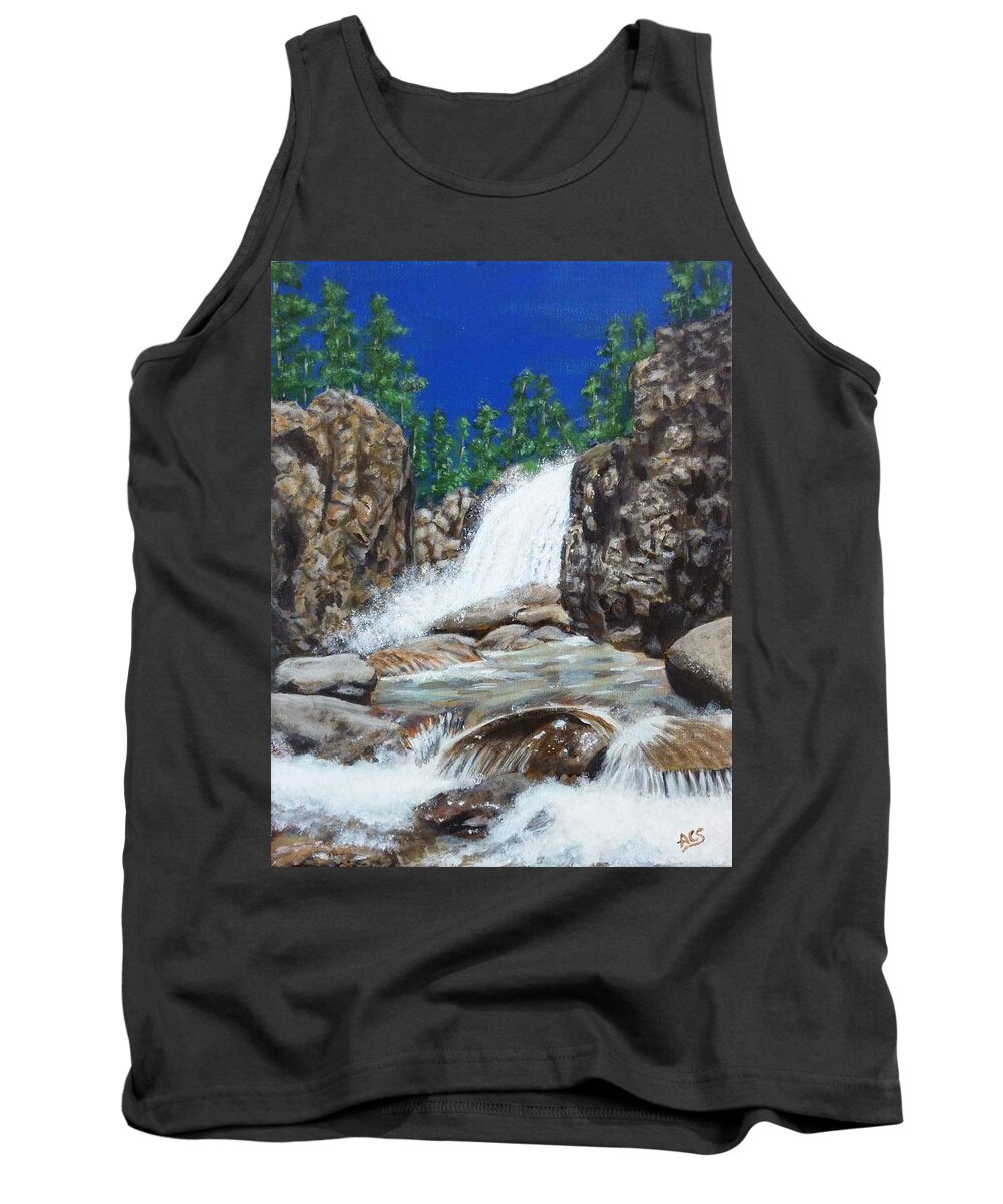 Colorado Waterfall Tank Top featuring the painting Colorado by Amelie Simmons