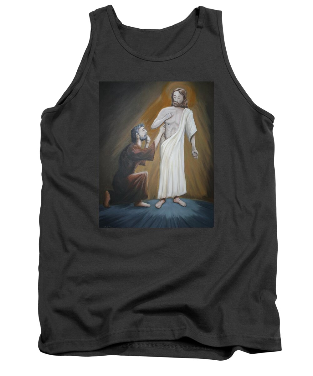 Spiritual Tank Top featuring the painting Convincing Thomas by Stacy C Bottoms