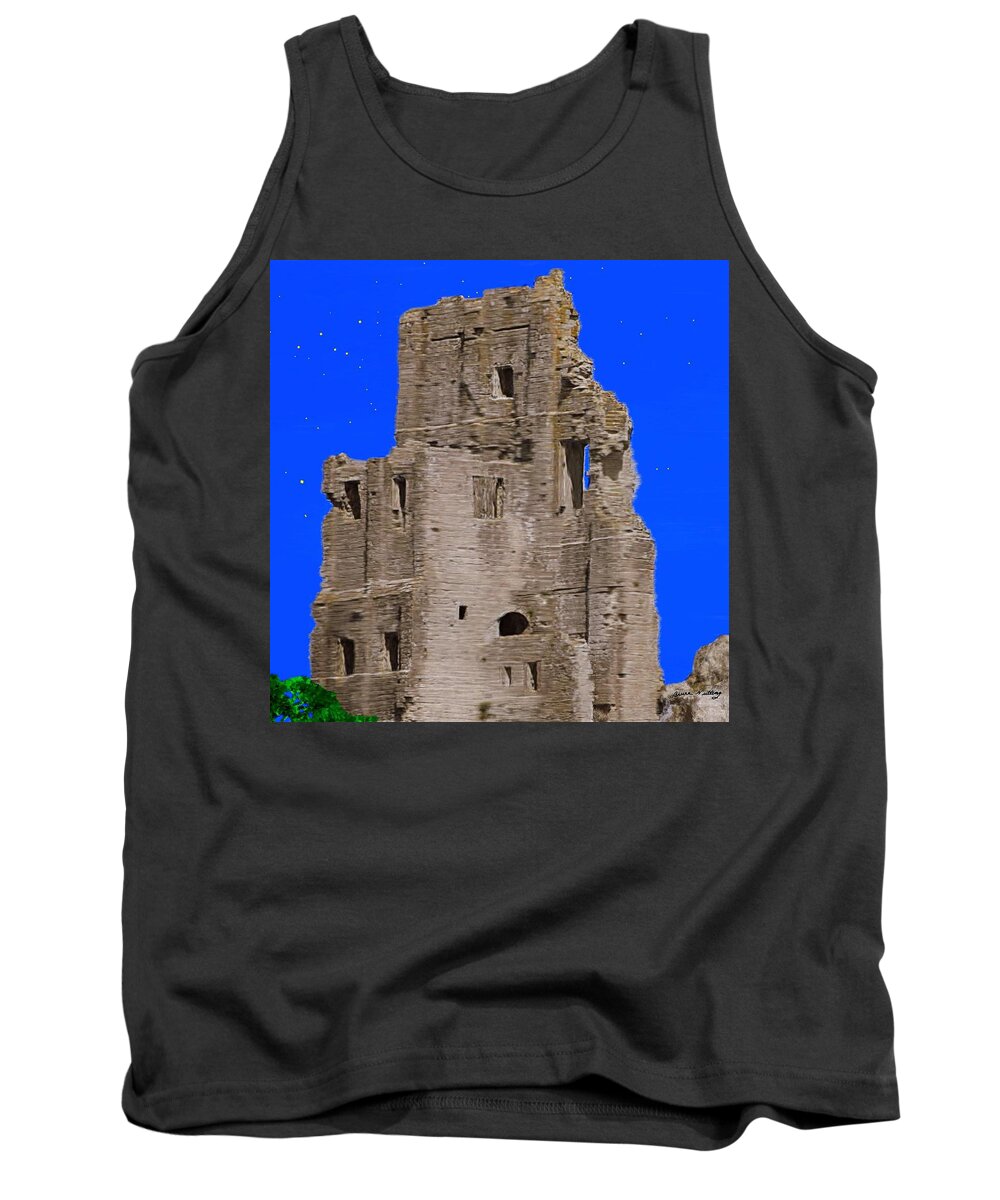 Corfe Tank Top featuring the painting Corfe Castle Ruins by Bruce Nutting