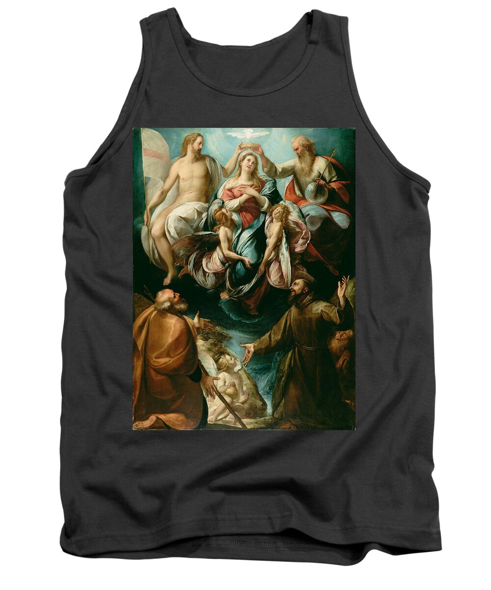 Giulio Cesare Procaccini Tank Top featuring the painting Coronation of the Virgin with Saints Joseph and Francis of Assisi by Giulio Cesare Procaccini