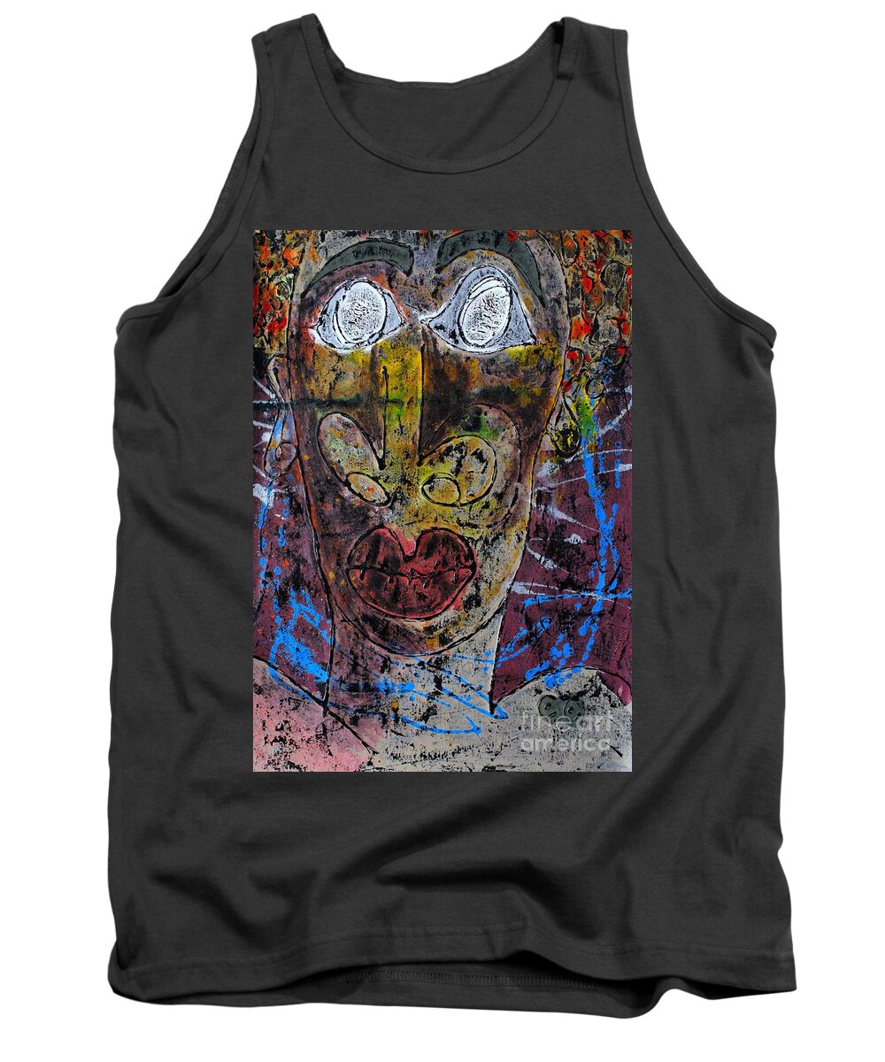 Cleaster Cotton Tank Top featuring the painting Cosmic Portrait 3244 by Cleaster Cotton