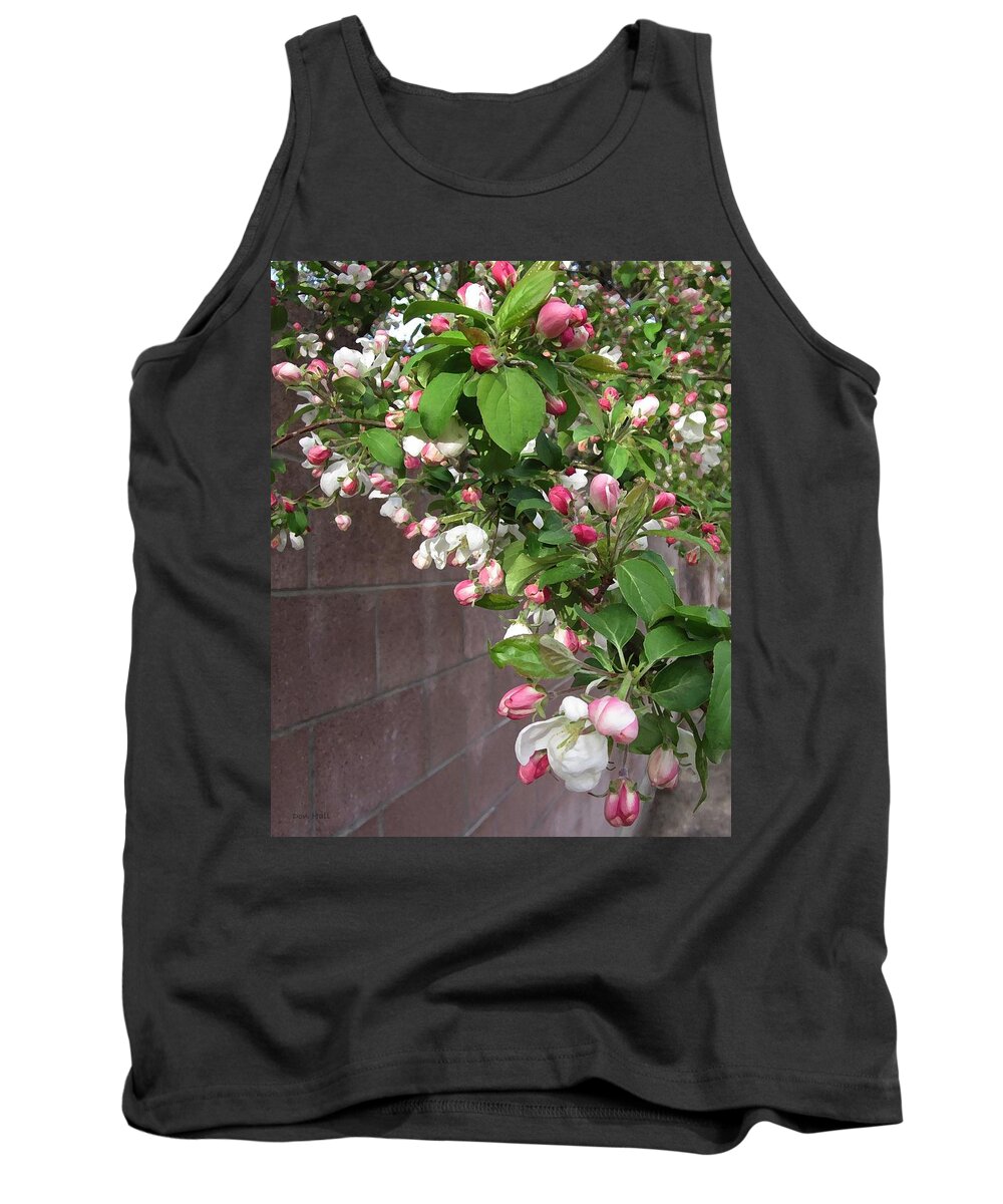 Crabapple Blossoms Tank Top featuring the photograph Crabapple Blossoms and Wall by Donald S Hall