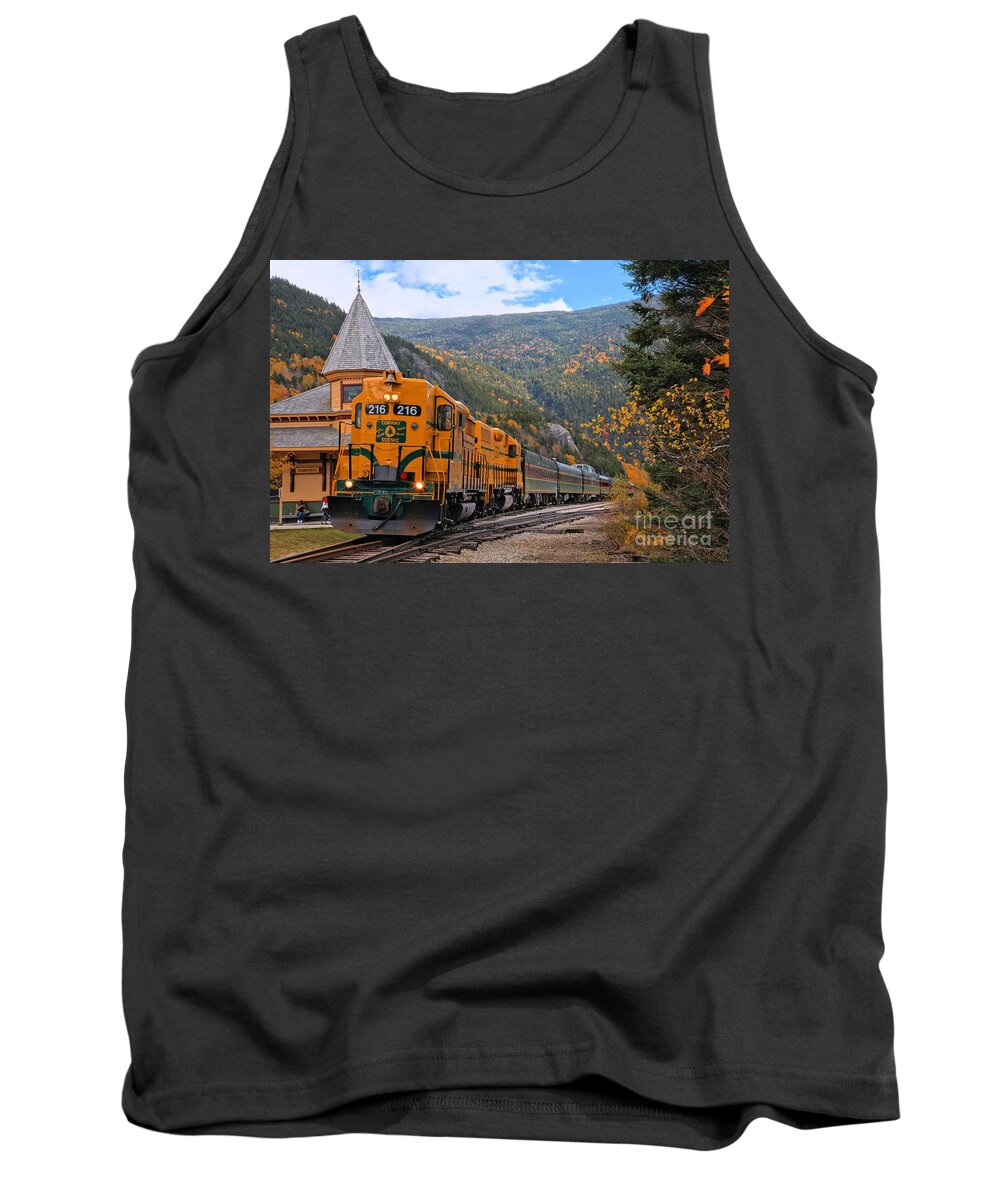Conway Railroad Tank Top featuring the photograph Crawford Notch Train Depot by Adam Jewell
