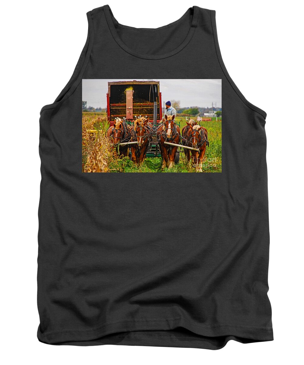 Horse Tank Top featuring the photograph Cutting Silage 2 by Mary Carol Story