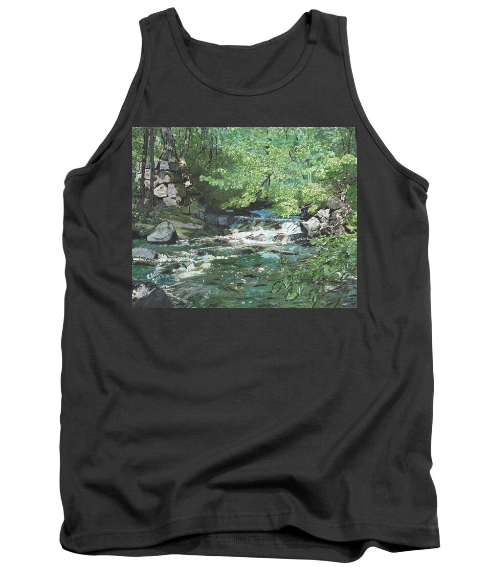 River Tank Top featuring the painting Dam Site by Cliff Wilson