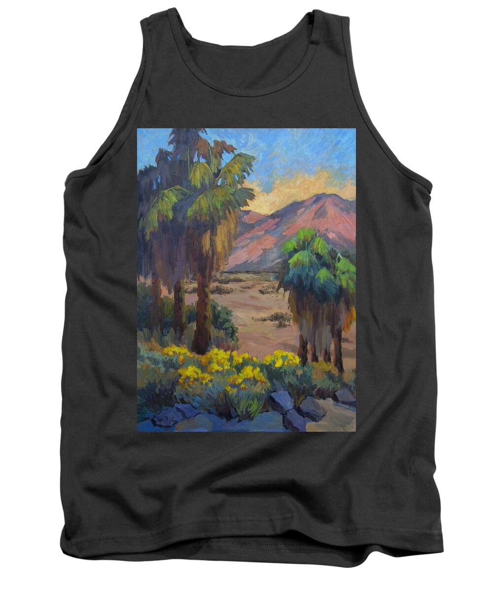 Indian Canyons Tank Top featuring the painting Desert Marigolds at Andreas Canyon by Diane McClary