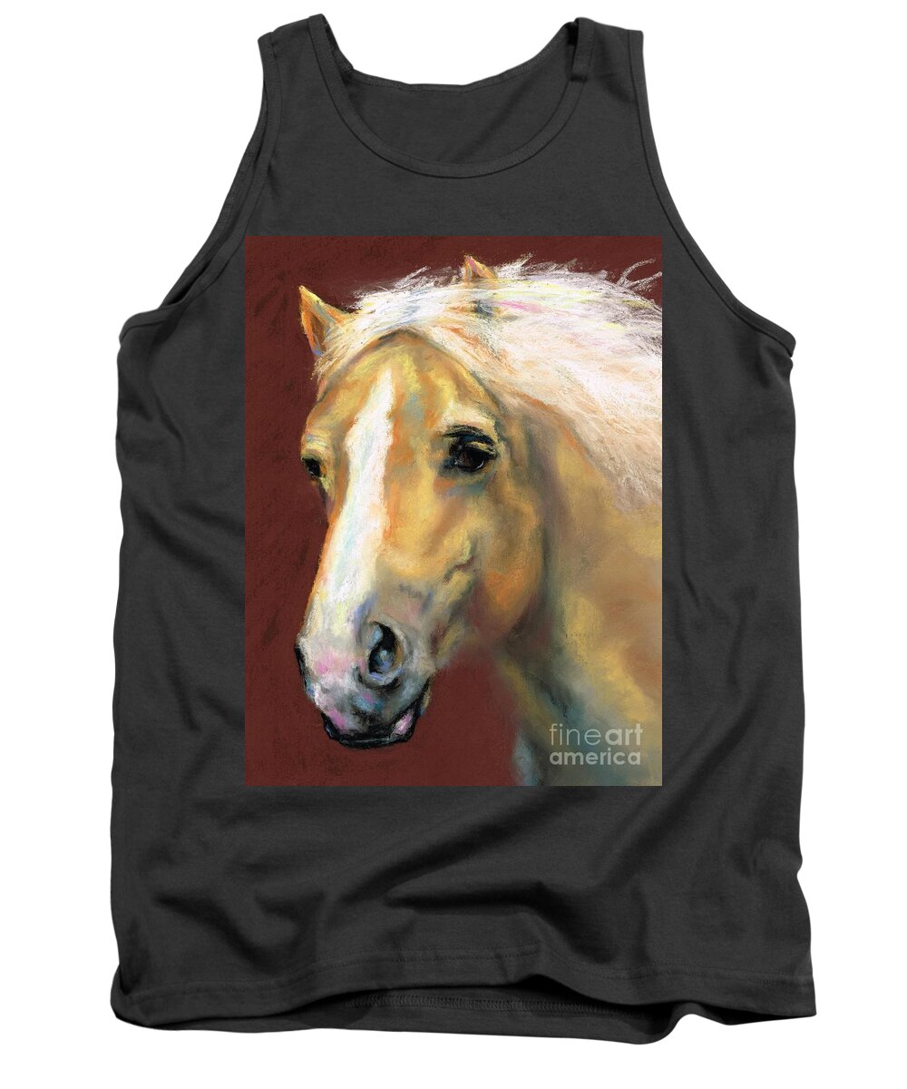 Horse Portraits Tank Top featuring the painting Desi On The Run by Frances Marino