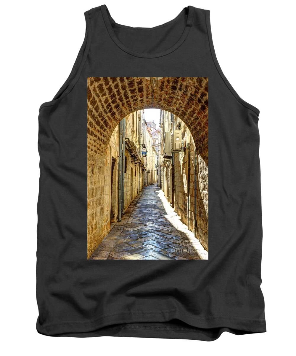 Color Tank Top featuring the photograph Old City Walkway - Dubrovnik, Croatia by Crystal Nederman