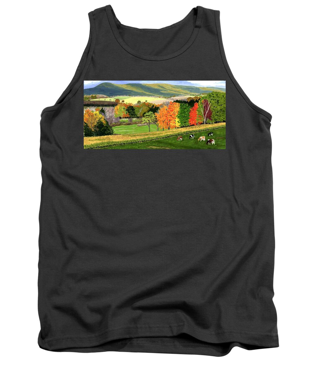 Autumn Color In Pennsylvania Tank Top featuring the painting Early Autumn at Bear Meadows Farm by Barb Pennypacker