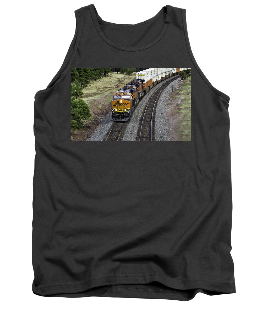 Flagstaff Tank Top featuring the photograph Eastbound Freight by Paul Riedinger