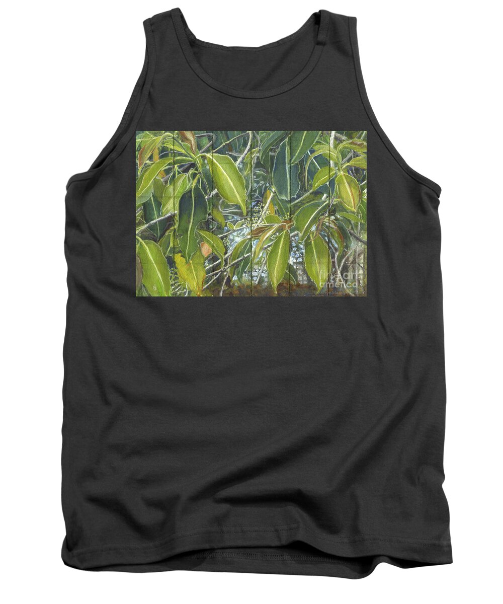  Artists Book Tank Top featuring the painting Euca - Leaves Section by Kerryn Madsen-Pietsch