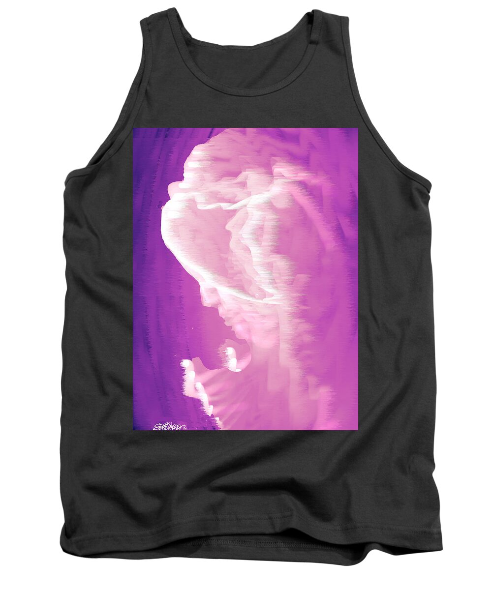 Face In The Clouds Tank Top featuring the digital art Face in the Clouds by Seth Weaver