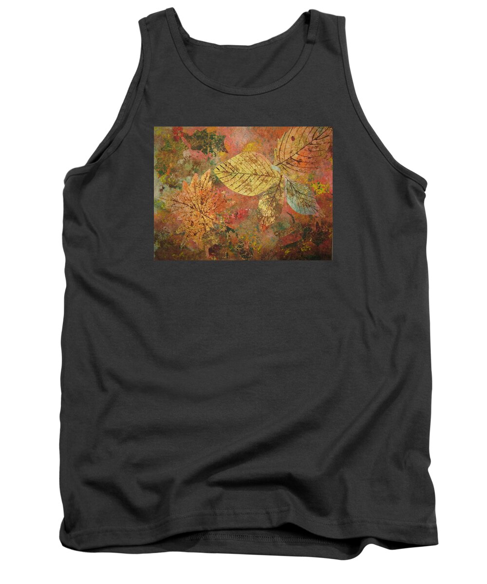 Fall Tank Top featuring the painting Fallen Leaves II by Ellen Levinson