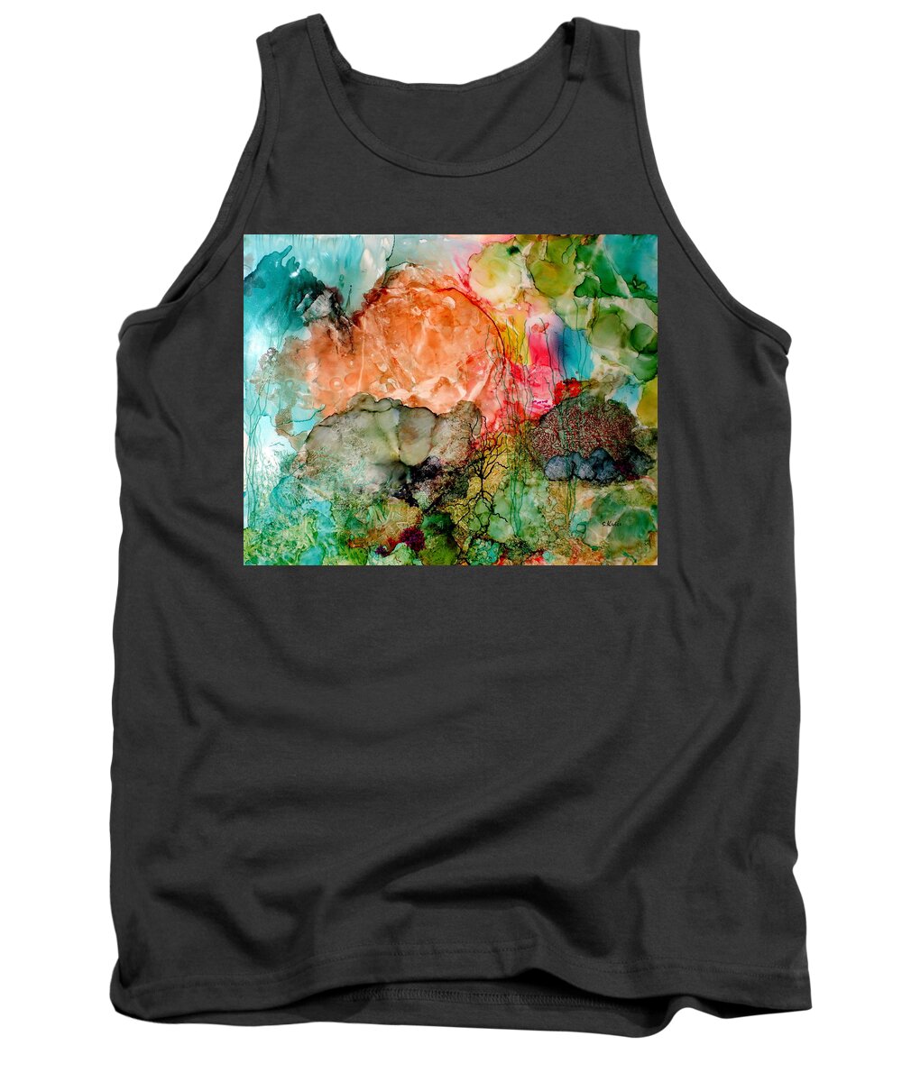 Ocean Tank Top featuring the painting Fathoms by Susan Kubes