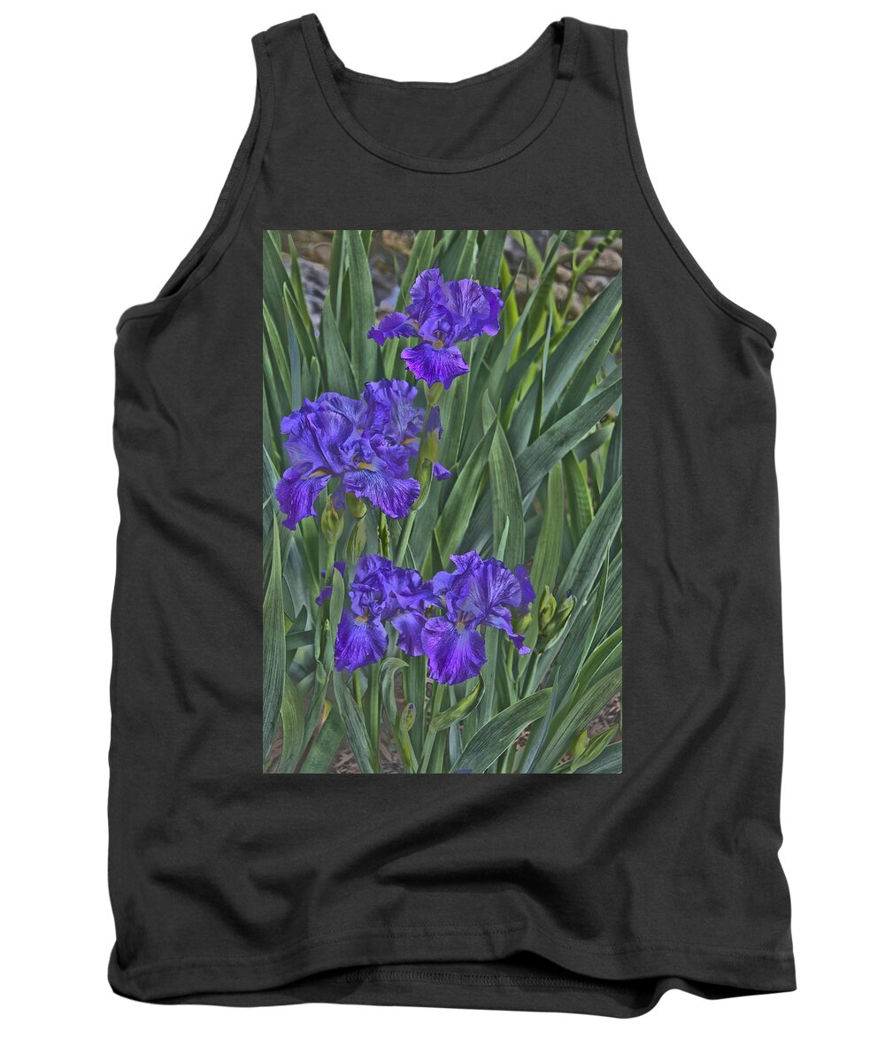 Flowers Tank Top featuring the photograph Faux painted Irises by Penny Lisowski