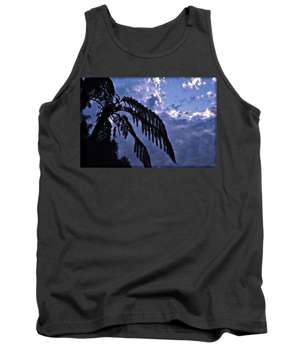 Silhouette Tank Top featuring the photograph Fern at twilight by Jenny Setchell