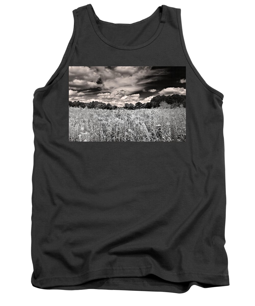 Black And White Tank Top featuring the photograph Fields of Gold and Clouds by Mitchell R Grosky