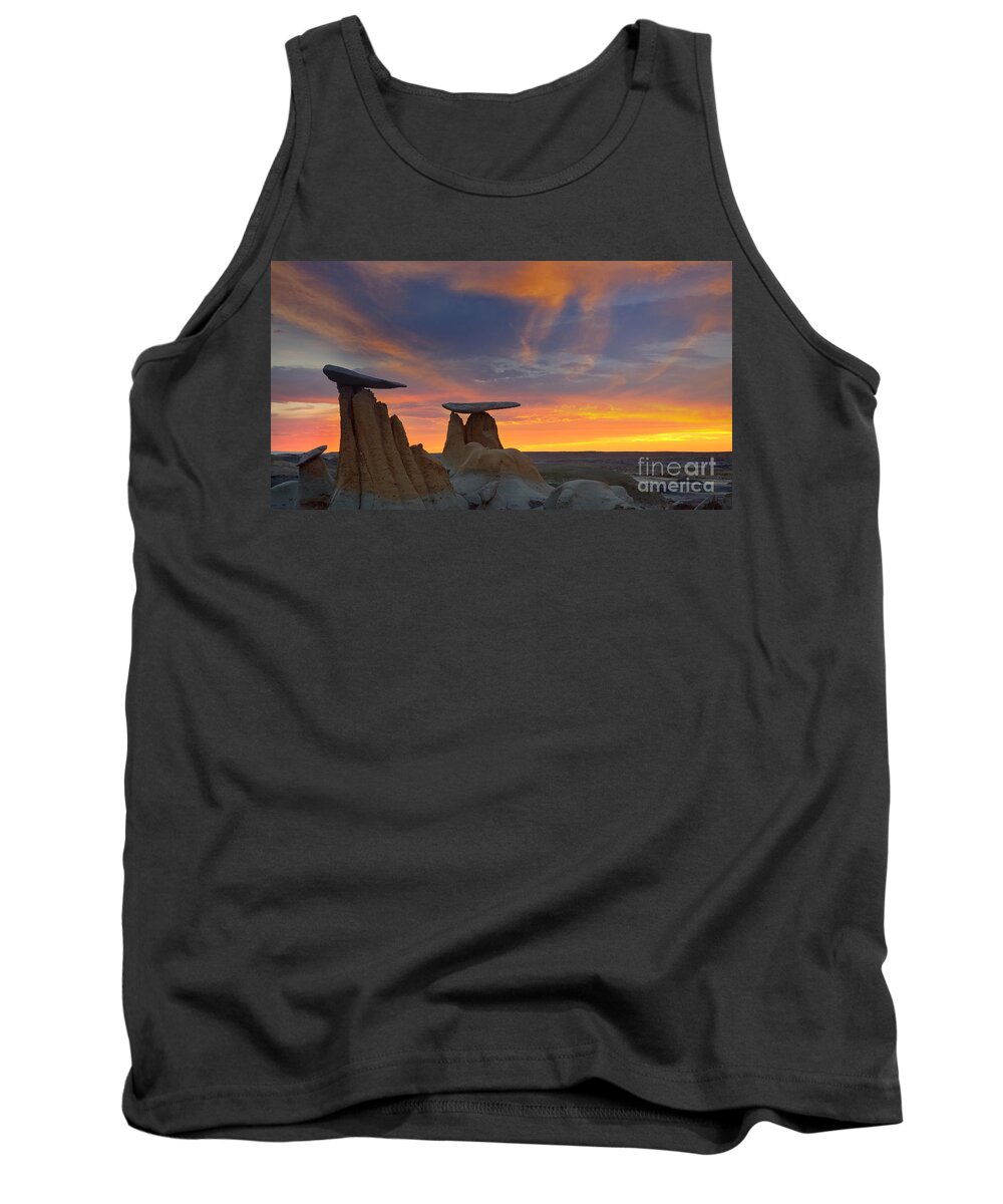 Rock Formations Tank Top featuring the photograph Fire in the Sky by Keith Kapple