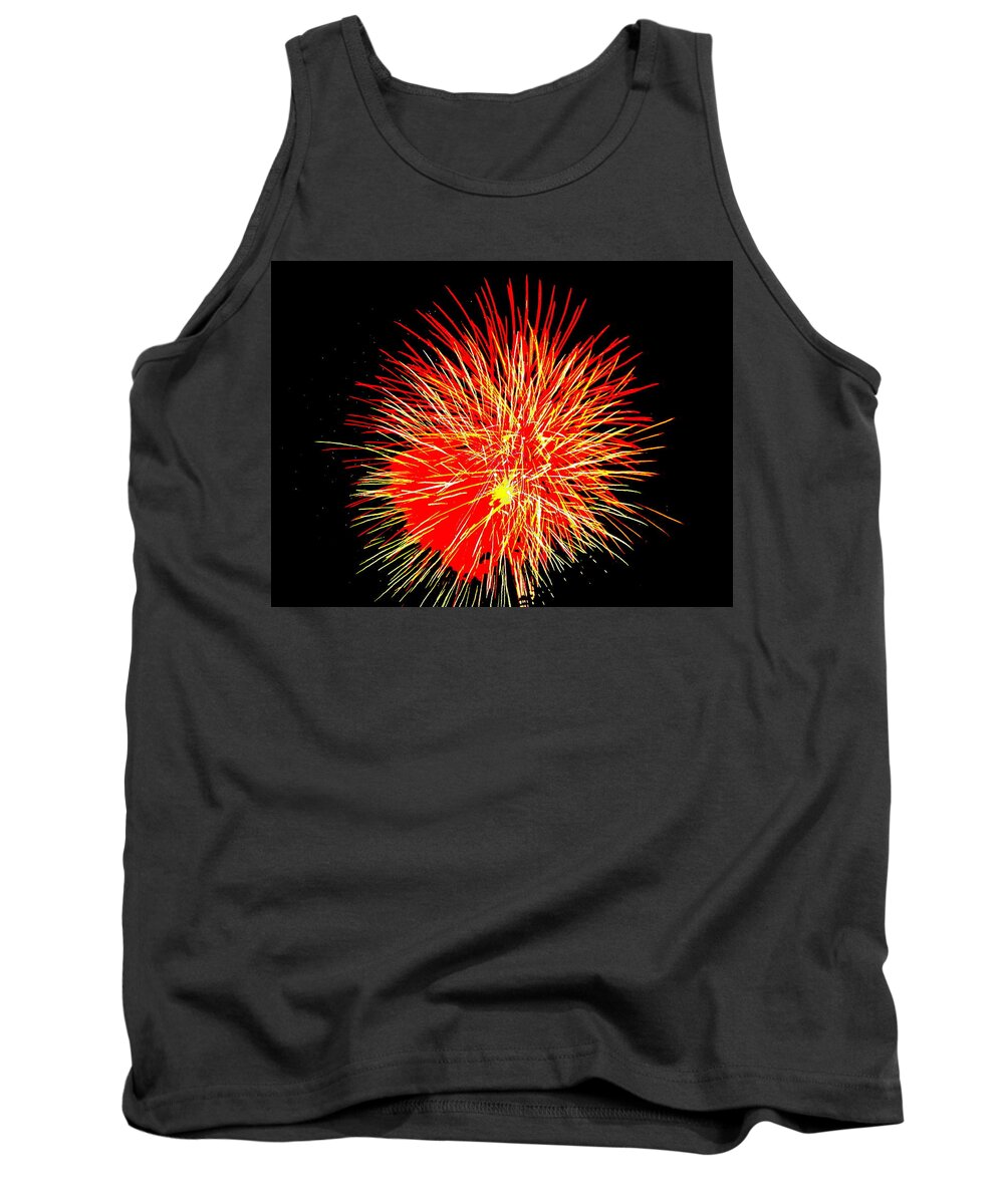 Fireworks Tank Top featuring the photograph Fireworks in Red and Yellow by Michael Porchik