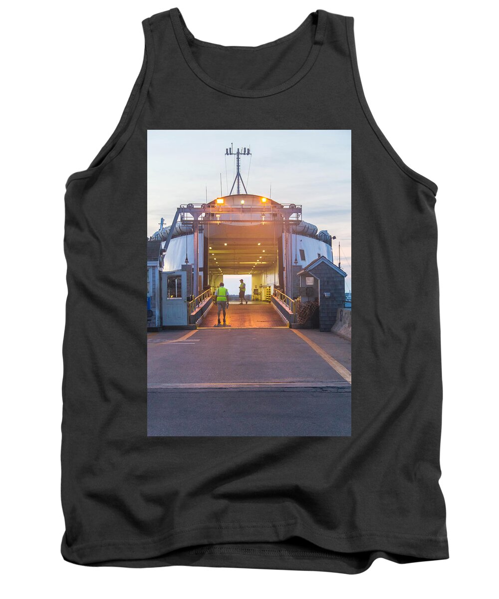 Marthas Vineyard Tank Top featuring the photograph First Boat by Nautical Chartworks