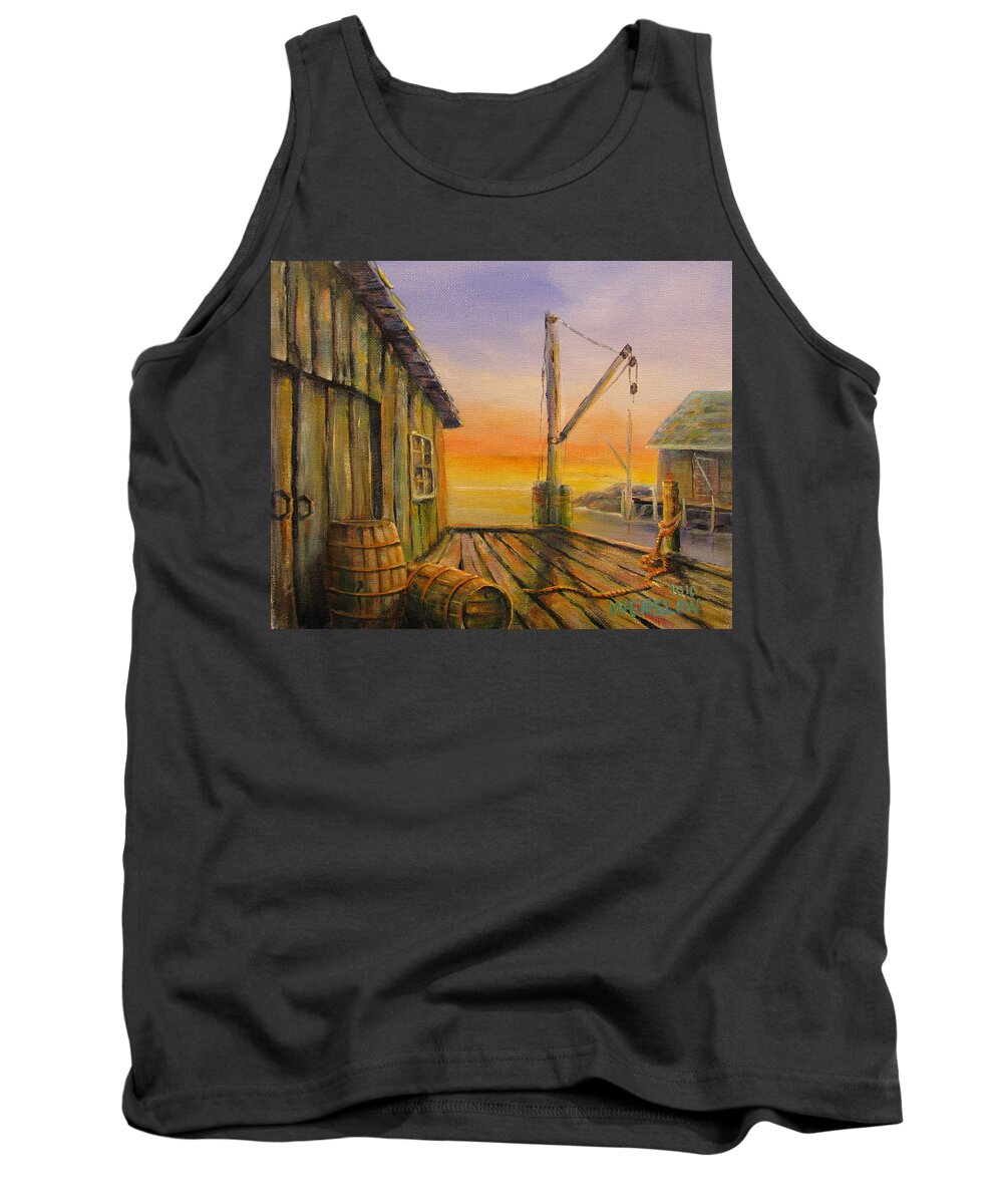 Landscape Tank Top featuring the painting Fisherman's Wharf by Wayne Enslow