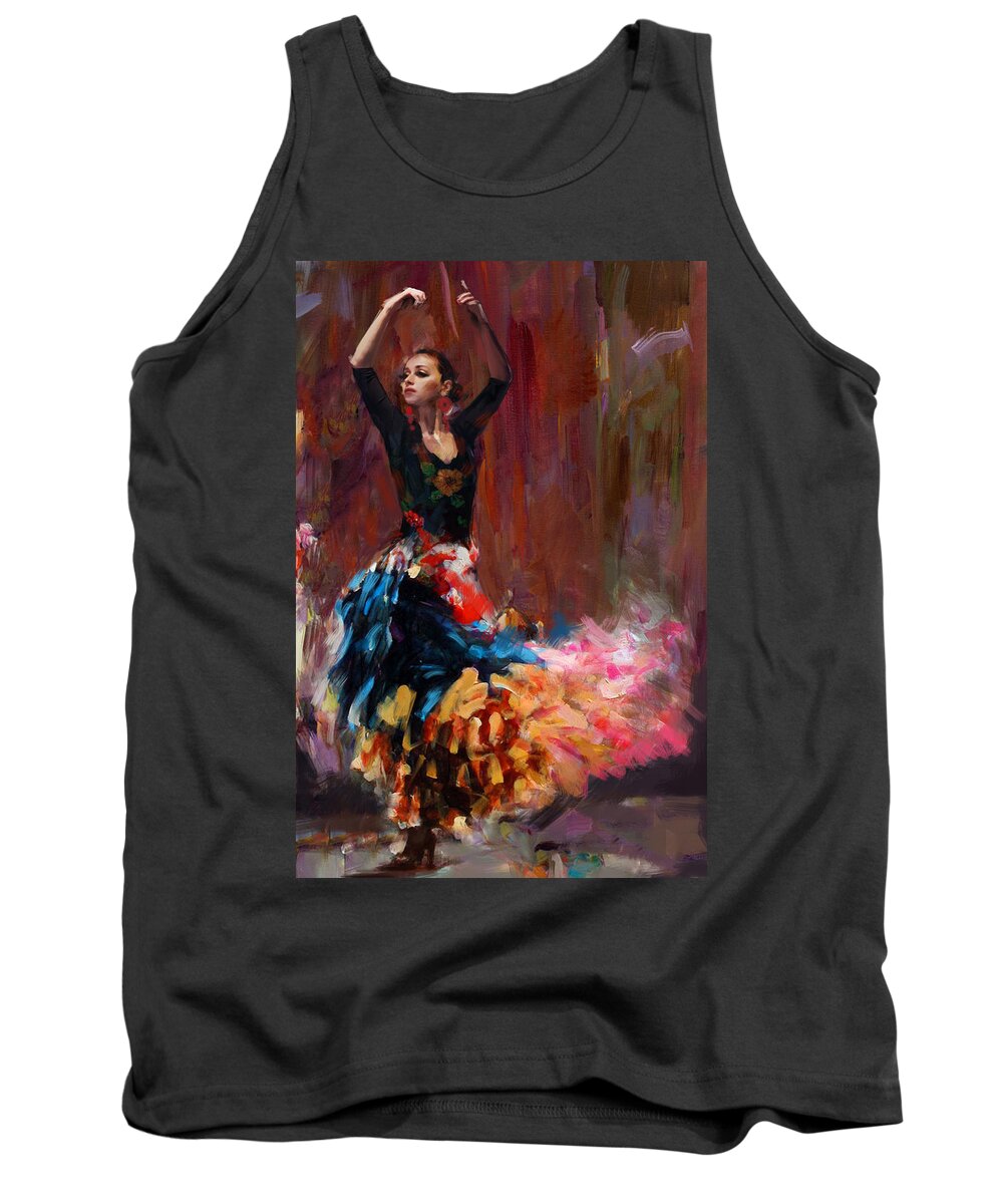 Jazz Tank Top featuring the painting Flamenco 50 by Maryam Mughal