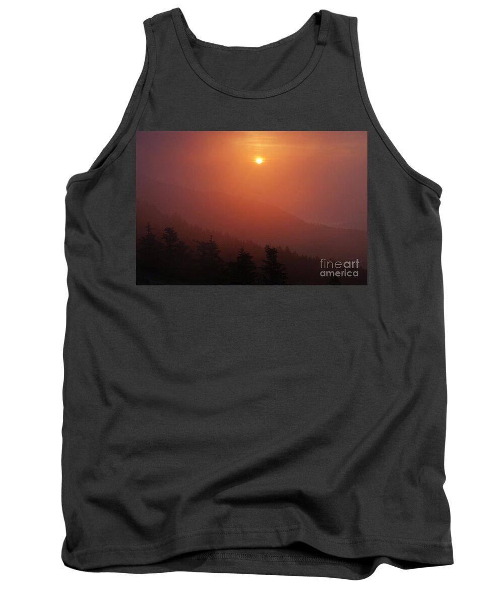 Haze Tank Top featuring the photograph Foggy Sunset by Jonathan Welch
