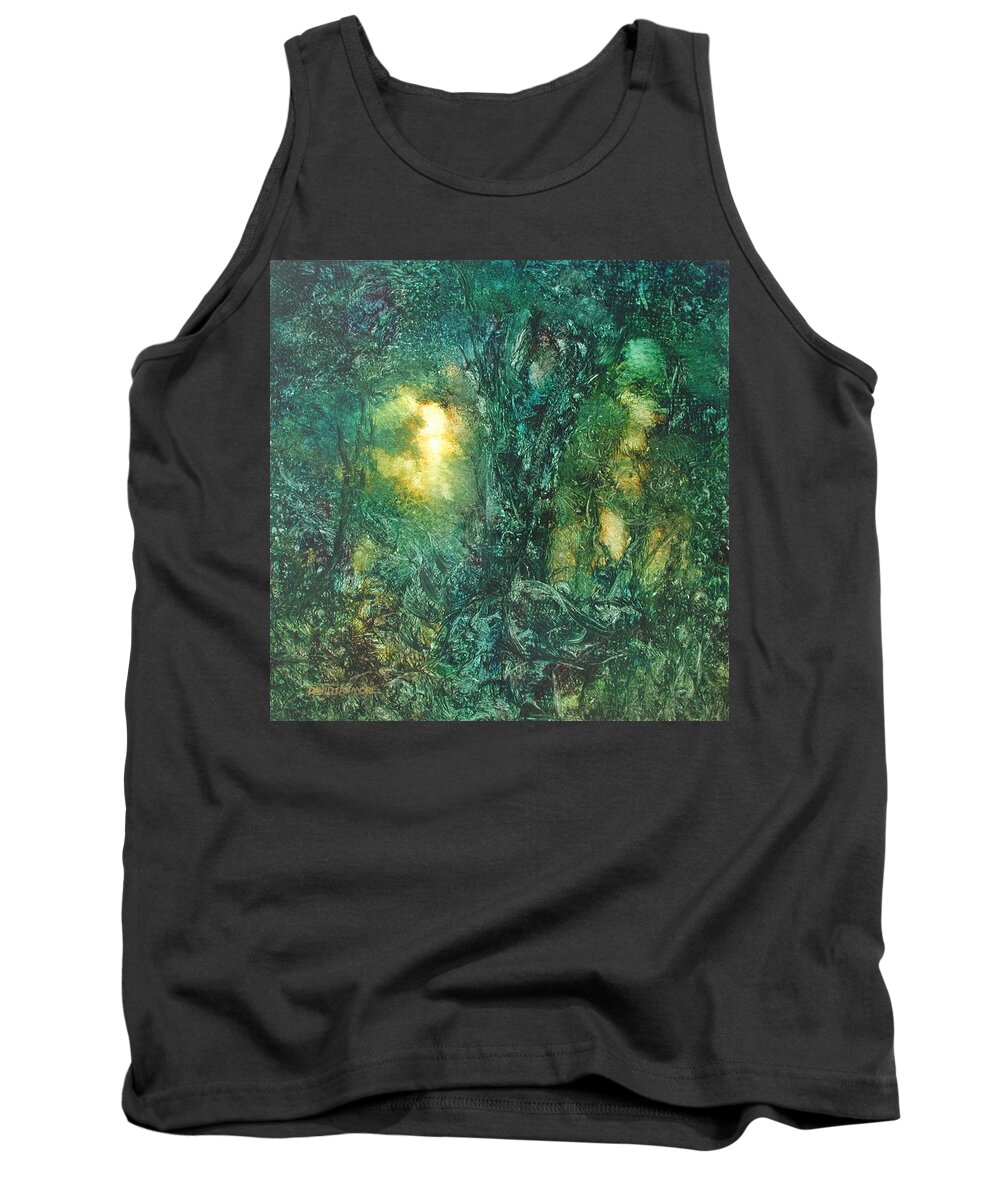 David Ladmore Tank Top featuring the painting Forest Light 28 by David Ladmore
