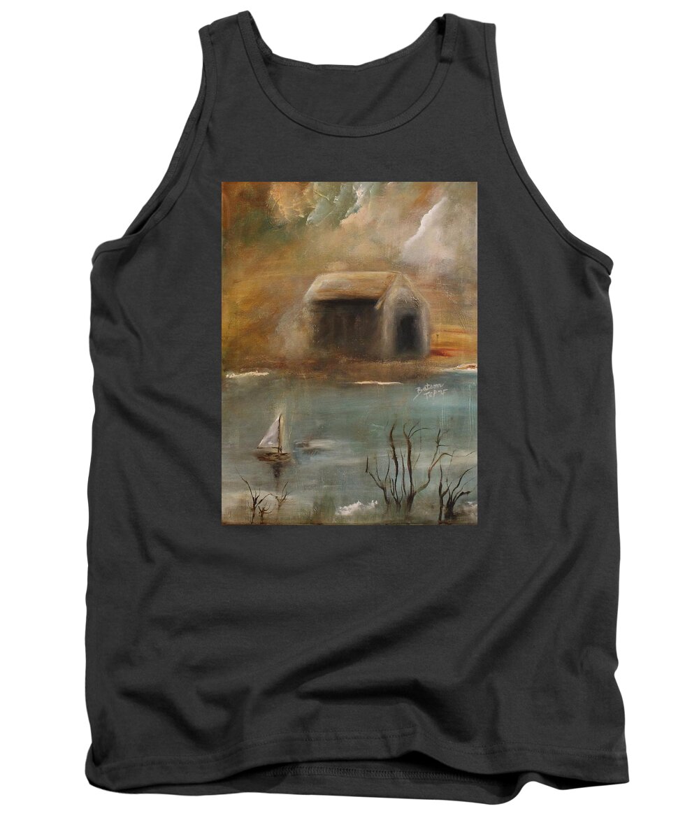 Sailboat Tank Top featuring the painting Forgotten by Barbie Batson