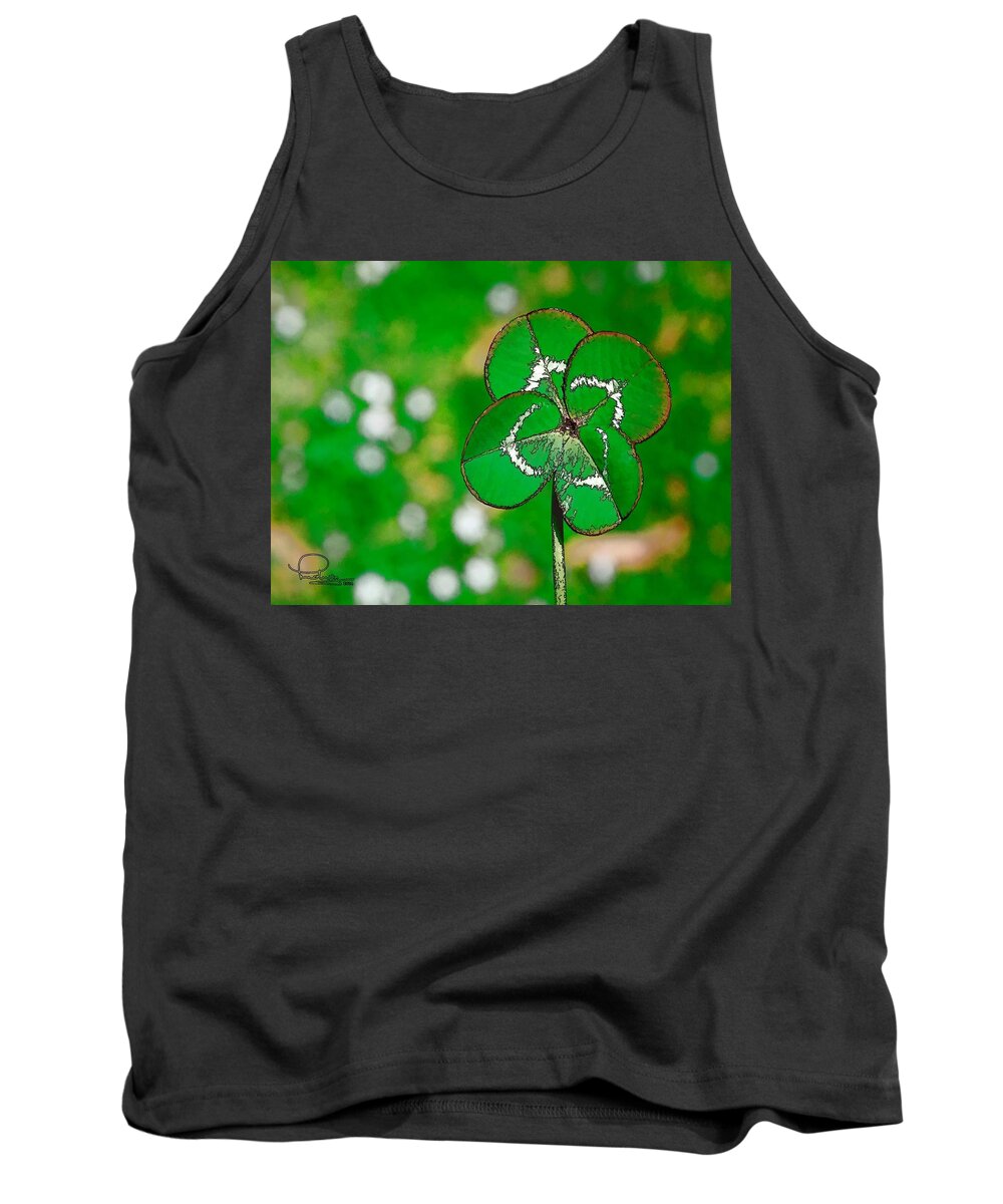 Clover Tank Top featuring the digital art Four Leaf Clover by Ludwig Keck