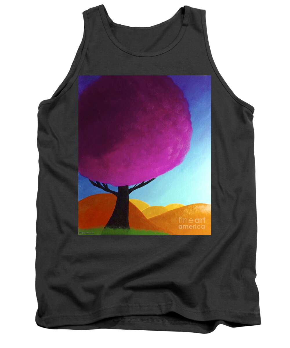 Tree Art Tank Top featuring the painting Fuchsia Tree by Anita Lewis