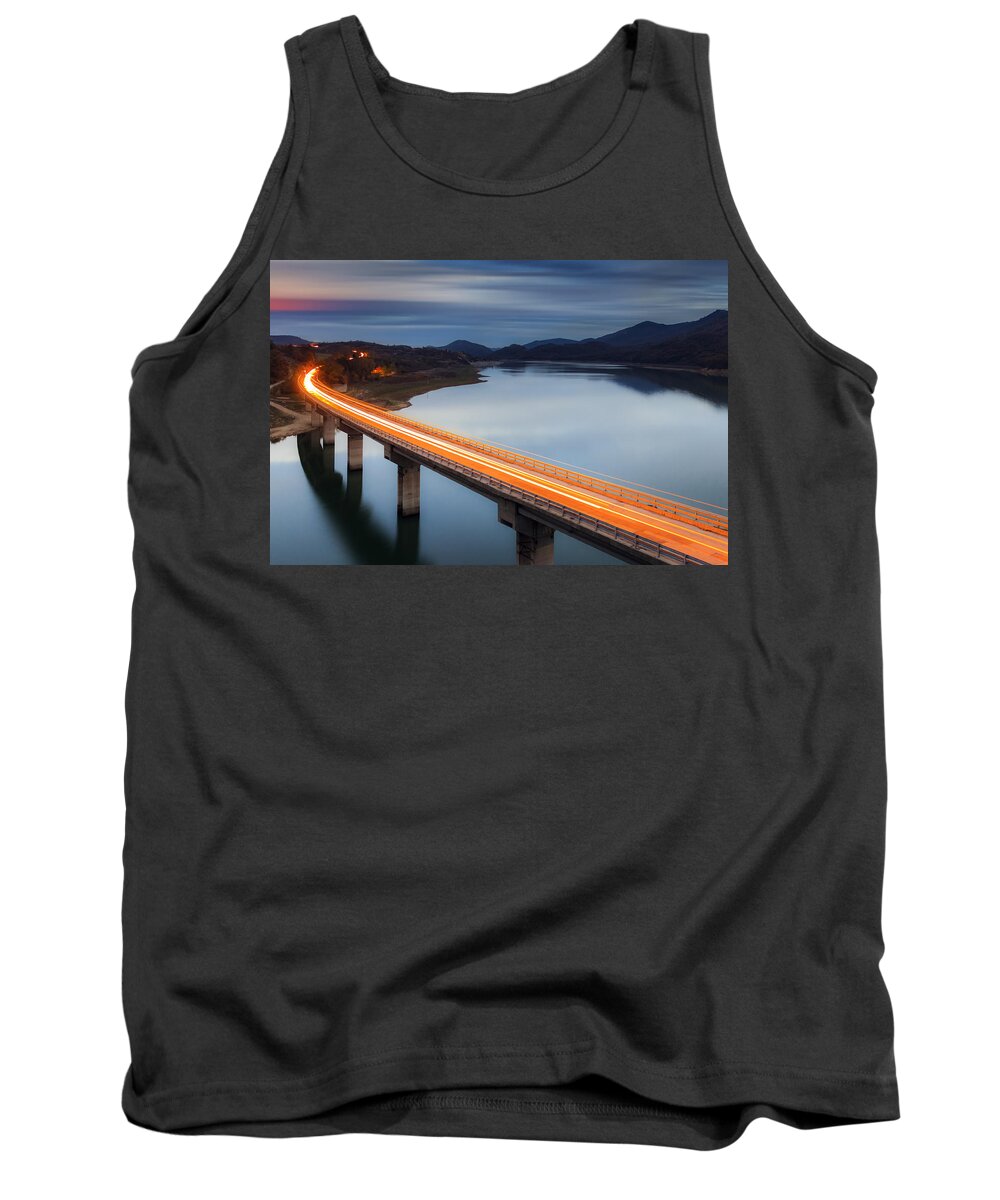 Bulgaria Tank Top featuring the photograph Glowing Bridge by Evgeni Dinev