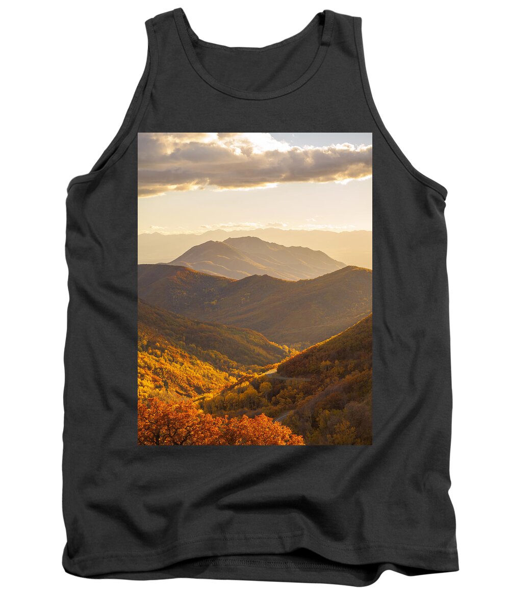 Big Mountain Pass Tank Top featuring the photograph Golden Fall by Emily Dickey