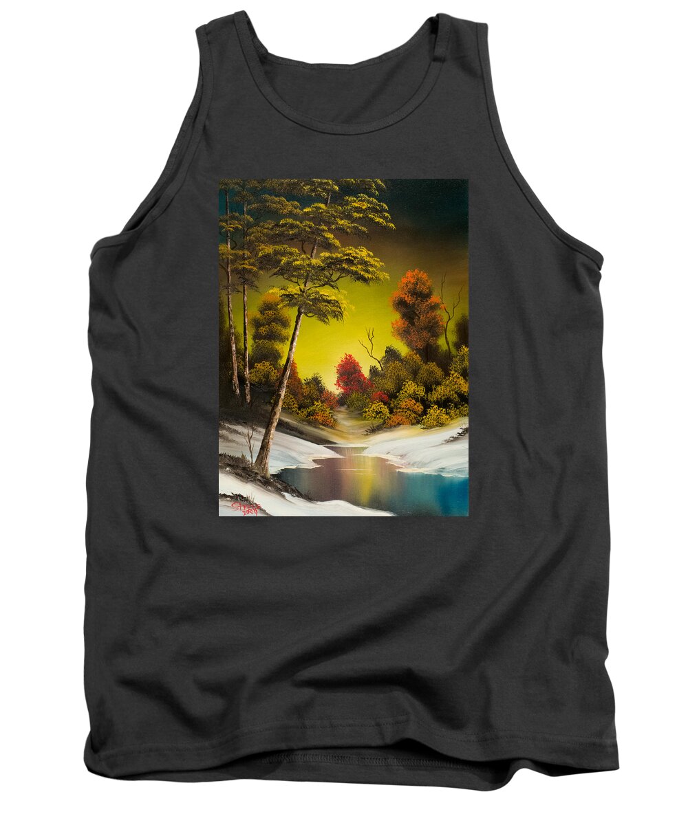 Landscape Tank Top featuring the painting Winter Sunset by Chris Steele
