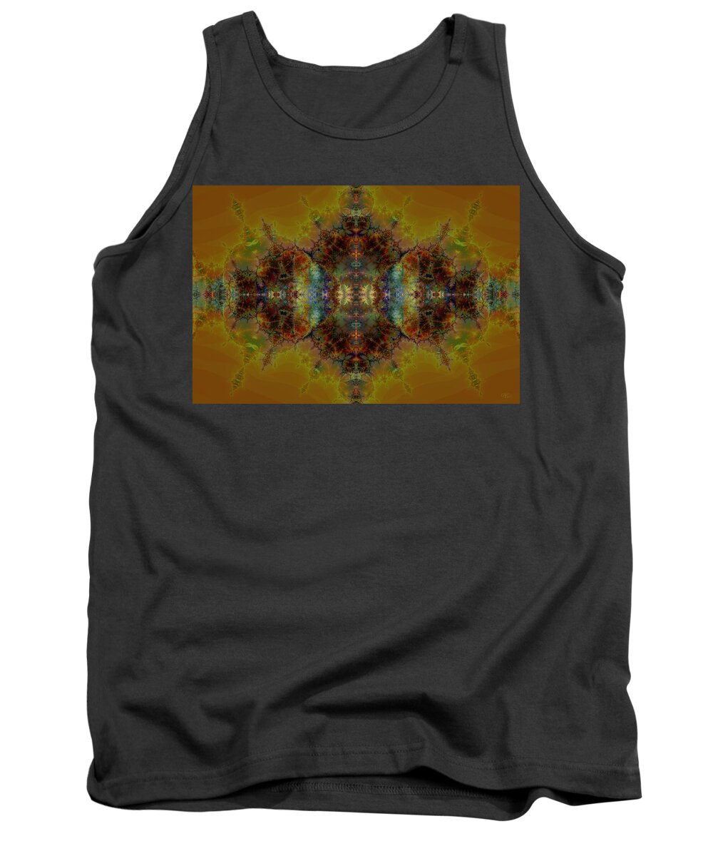Persia Tank Top featuring the digital art Golden Tapestry by Kiki Art