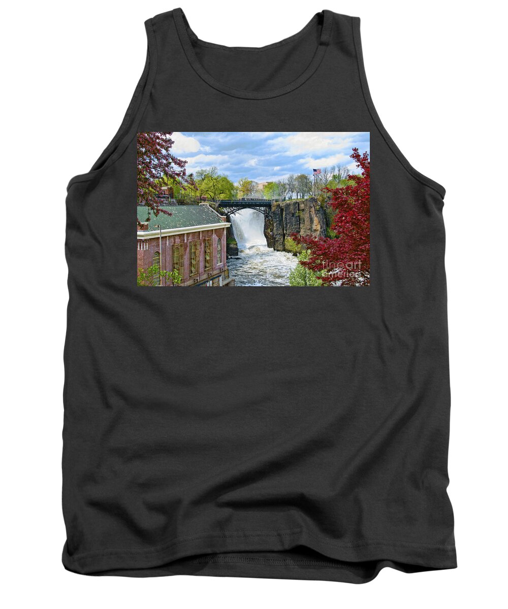 Paterson Falls Tank Top featuring the photograph Great Falls Park NJ-Spring Scene by Regina Geoghan