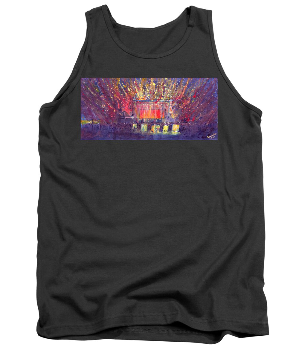 Groundation Tank Top featuring the painting Groundation at ARISE Music Festival by David Sockrider