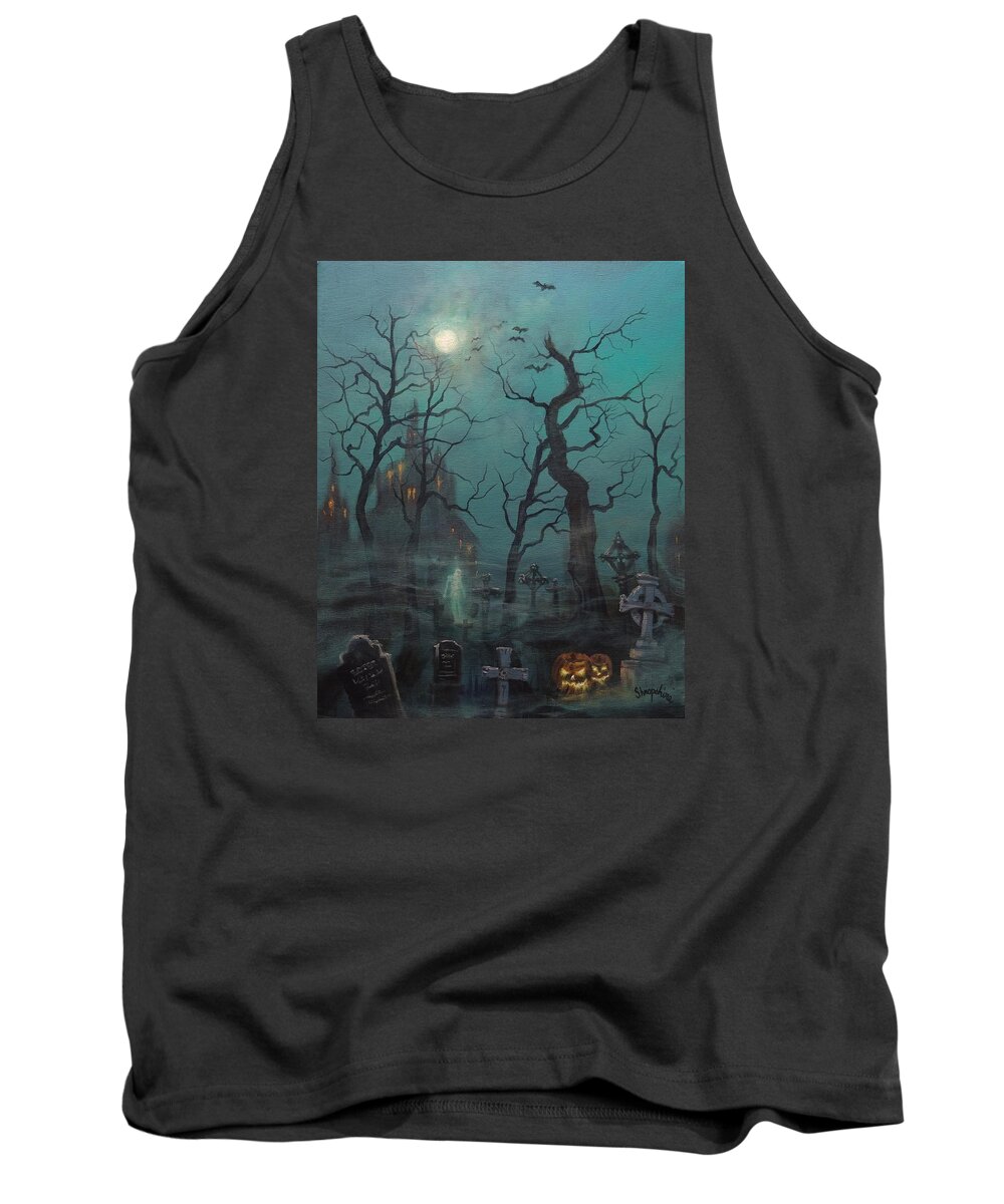  Cemetery Tank Top featuring the painting Halloween Ghost by Tom Shropshire